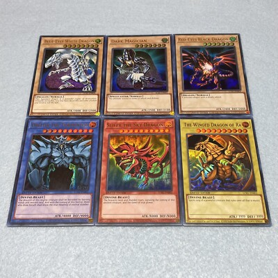 Yugioh Egyptian God Cards Slifer Obelisk Ra Blue Eyes White Dragon Red Eyes Set-image