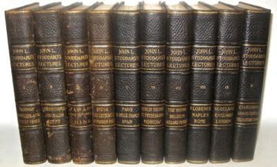 LEATHER Set;STODDARD'S LECTURES! FIRST EDITION! 1897•COMPLETE TRAVEL Exploration-image