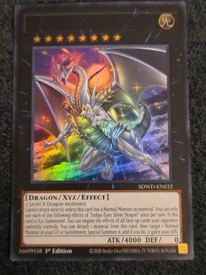 *Misprint* Indigo-Eyes Silver Dragon - SDWD-EN032 Ultra Rare 1st No Name Imprint-image