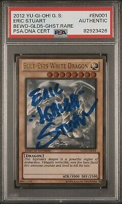 2012 Yugioh Blue-Eyes White Dragon  GLD5-EN001 PSA SIGNED Eric Stuart AUTHENTIC-image