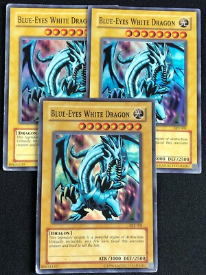 YUGIOH BLUE-EYES WHITE DRAGON SKE-001 SUPER X3 HP/CREASES-image