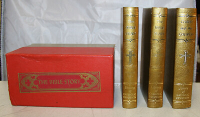 Antique Catholic Press The Bible Story 1964-1965 box set 3 vol. NICE!!-image