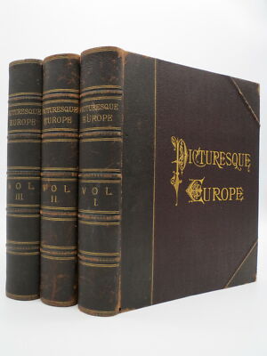 PICTURESQUE EUROPE (COMPLETE 3 VOLUME LEATHER BOUND SET)  Taylor, Bayard 1879-image