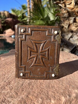 Vintage 1890's Leather Bound Book of Photographs Stones Latch Very Good-image