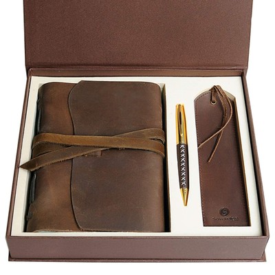 Leather Bound Journal for Men and Women, Handmade Gift Set with Genuine Leath...-image