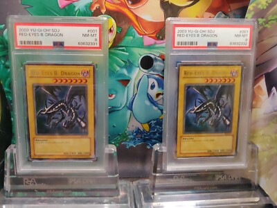 2003 Yu-Gi-Oh! Red Eyes Black Dragon SDJ-001 PSA 8 x2-image