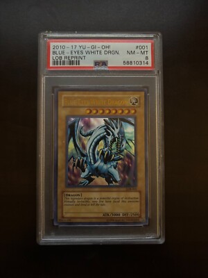 Yugioh! 2010-17 Blue-Eyes White Dragon LOB-001 Reprint PSA 8-image
