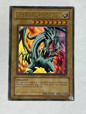 YUGIOH GLOSSY PRINT Blue-Eyes White Dragon LOB-001 Ultra Rare Unlimited  MP-image