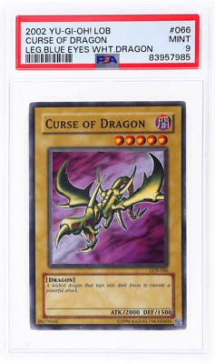 2002 Yu-Gi-Oh Legend of Blue Eyes White Dragon Unlimited Curse Sr #LOB66 PSA 9-image