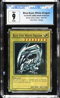 Rare Error Faded Sdk-001 Blue Eyes White Dragon CGC 9 MINT-image