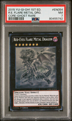 2015 YUGIOH 1ST CORE-EN054 RED-EYES FLARE METAL DRAGON GHOST PSA 7 NM #80455792-image
