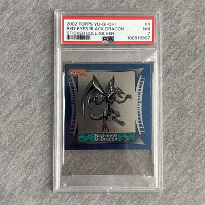 2002 Topps Yu-Gi-Oh! Sticker Collection #4 Red-Eyes Black Dragon Silver PSA 7 NM-image