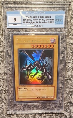 Yugioh MINT 9 PSA SDJ-G001 Red-Eyes Black Dragon Ultra Rare 1st Edition-image
