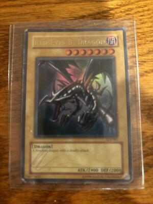 YuGiOh Red-Eyes Black Dragon SDJ-001 POOR CONDITION-image