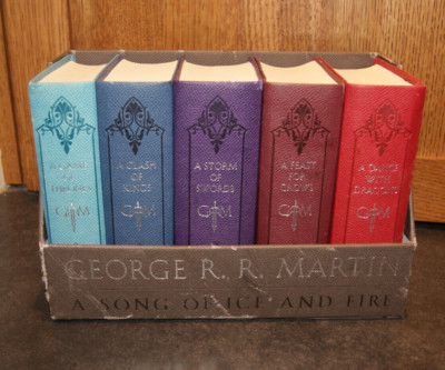A Song of Ice and Fire George R.R. Martin Leather Bound 5 Book Box Set-image