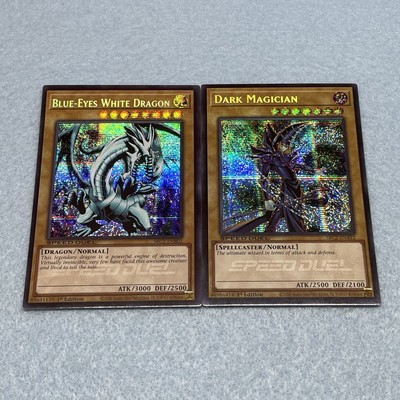 Yugioh Blue Eyes White Dragon + Dark Magician SBC2 1st Ed Secret Rare Light Play-image