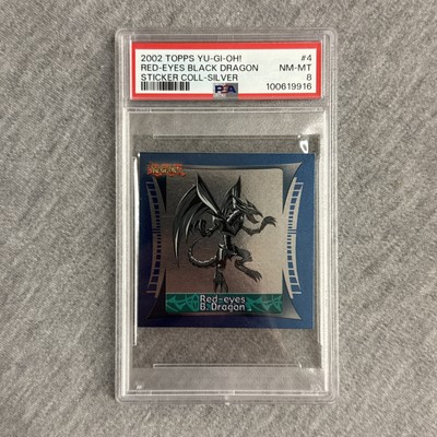 2002 Topps Yu-Gi-Oh! Sticker Collection #4 Red-Eyes Black Dragon Silver PSA 8-image