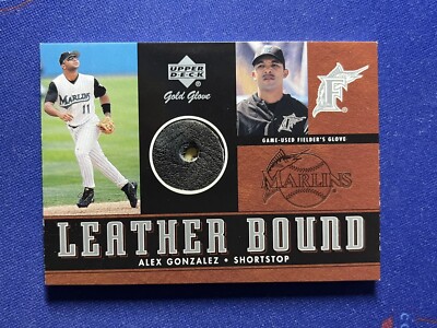 2001 Upper Deck Gold Glove Leather Bound ALEX GONZALEZ GAME USED GLOVE #LB-AG-image