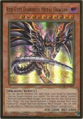 Yugioh Red Eyes Darkness Metal Dragon 1st Ed Premium Gold Rare - Free Holo Card-image