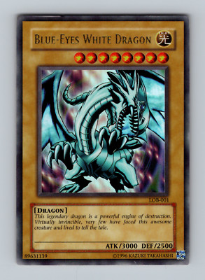 Blue Eyes White Dragon LOB Original Print Heavy Play Ultra Rare HP Yugioh 2002-image