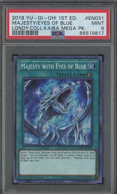 Yugioh 1st Edition Majesty with Eyes of Blue LCKC-EN031 PSA 9 MINT Blue Eyes SCR-image