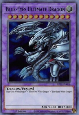 Yugioh Blue-Eyes Ultimate Dragon Blue 1st Edition Ultra Rare NM - Free Holo Card-image