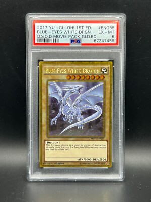 Yugioh PSA 6 EX-MT Blue-Eyes White Dragon MVP1-ENG55 Gold Rare 1st Edition #7459-image