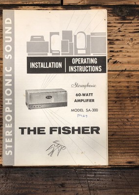 Fisher Model SA-300 Tube Amplifier Owners / User Manual *Original*-image