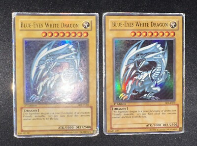2x BLUE EYES WHITE DRAGON [ SDK-E001 ] 1st Edition ULTRA RARE - HP Yu-Gi-Oh Card-image