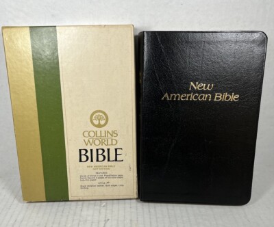 1976 New American Bible Collins World Black Faux Leather New Boxed-image