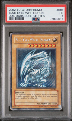 2002 YU-GI-OH! PROMO DDS-DARK DUEL STORIES #001 BLUE-EYES WHITE DRAGON PSA 1-image