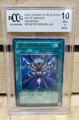 2002 YuGiOh LEGEND OF BLUE EYES WHITE DRAGON (LOB-118) MONSTER REBORN BECKETT 10-image