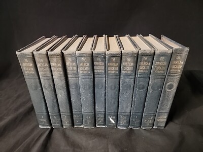 The American Educator Encyclopedia  Complete Set Of 11 Embossed Leather Blue-image