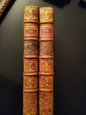 La Pharsale de Lucian - Marcus Lucanus 1766 French Translation 2 Volumes Leather-image
