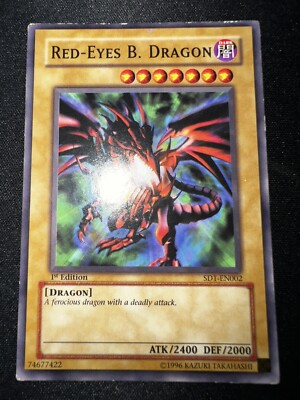 Yu-Gi-Oh! Red-Eyes Black Dragon 1st Edition! Lightly Played SD1-EN002-image