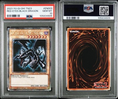 Psa10 Yu-Gi-Oh ! Eu English Version Red Eyes Black Dragon 25Th Tin-image