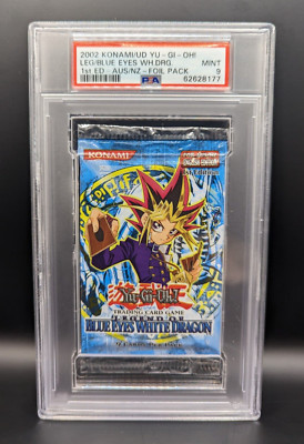 Yugioh Legend of Blue Eyes White Dragon LOB Booster Pack 1st Edition PSA 9 AU/NZ-image