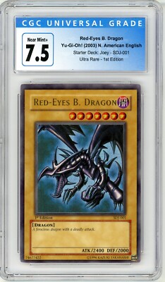 Yu-Gi-Oh! Red-Eyes Black Dragon SDJ 1st Edition SDJ-001 Holo CGC 7.5 NM+ -image