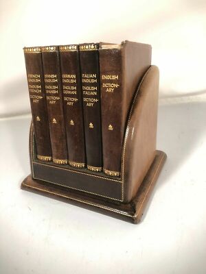London Glasgow Collins Gem Leather English  French German Italian Dictionary Set-image