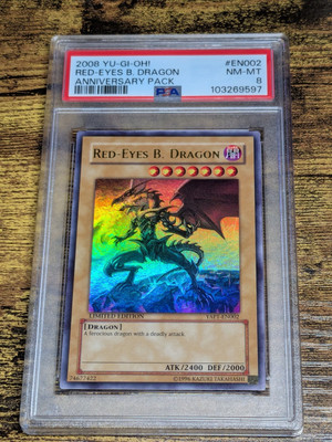 Yugioh Red-Eyes B. Dragon YAP1-EN002 Ultra Rare PSA 8 Near Mint - Mint-image