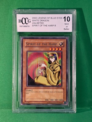 2002 LEGEND OF BLUE EYES WHITE DRAGON UNLIMITED SPIRIT OF THE HARP BCCG 10-image