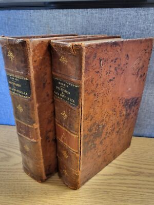 Diccionario de Lingua Portuguesa rare large 2 volume leather set-image