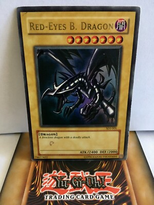 YUGIOH Red-Eyes B. Dragon SDJ-001 – Unlimited ULTRA RARE 2003 Moderately Played-image