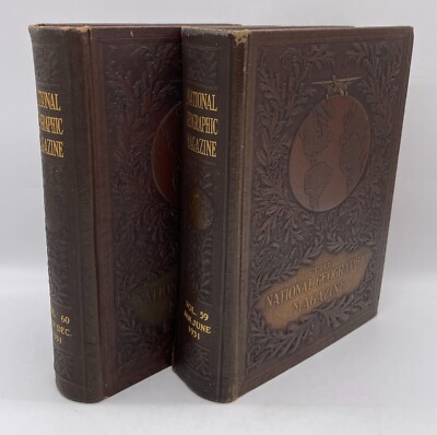 1931 - National Geographic - Leather Bound Albrecht Series - Volume 59 & 60 Set-image