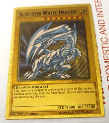 Yu-Gi-Oh! Gold Foil Blue-Eyes White Dragon Custom Fan Made Trading Card YuGiOh-image