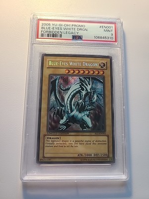 2005 PROMO PSA 9 MINT FL1-EN001 BLUE-EYES WHITE DRAGON FORBIDDEN LEGACY G3643-image