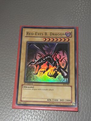Red-Eyes Black Dragon SDJ-001 1st Edition Ultra Rare Yu-Gi-Oh Card Played-image