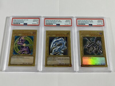 Blue Eyes White Dragon Dark Magician Red Eyes Set MAGO Maximum Gold PSA 10-image