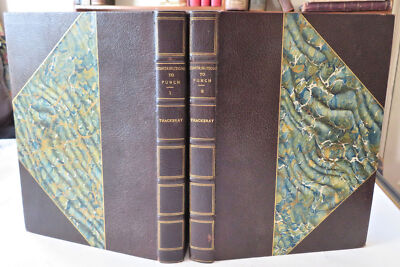 Contributions to Punch Thackeray c. 1910 fine Limited ed. leather 2 vol. set-image