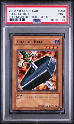 2002 Yu-Gi-Oh! Legend of Blue Eyes White Dragon 1st Trial of Hell LOB-012 PSA 9-image